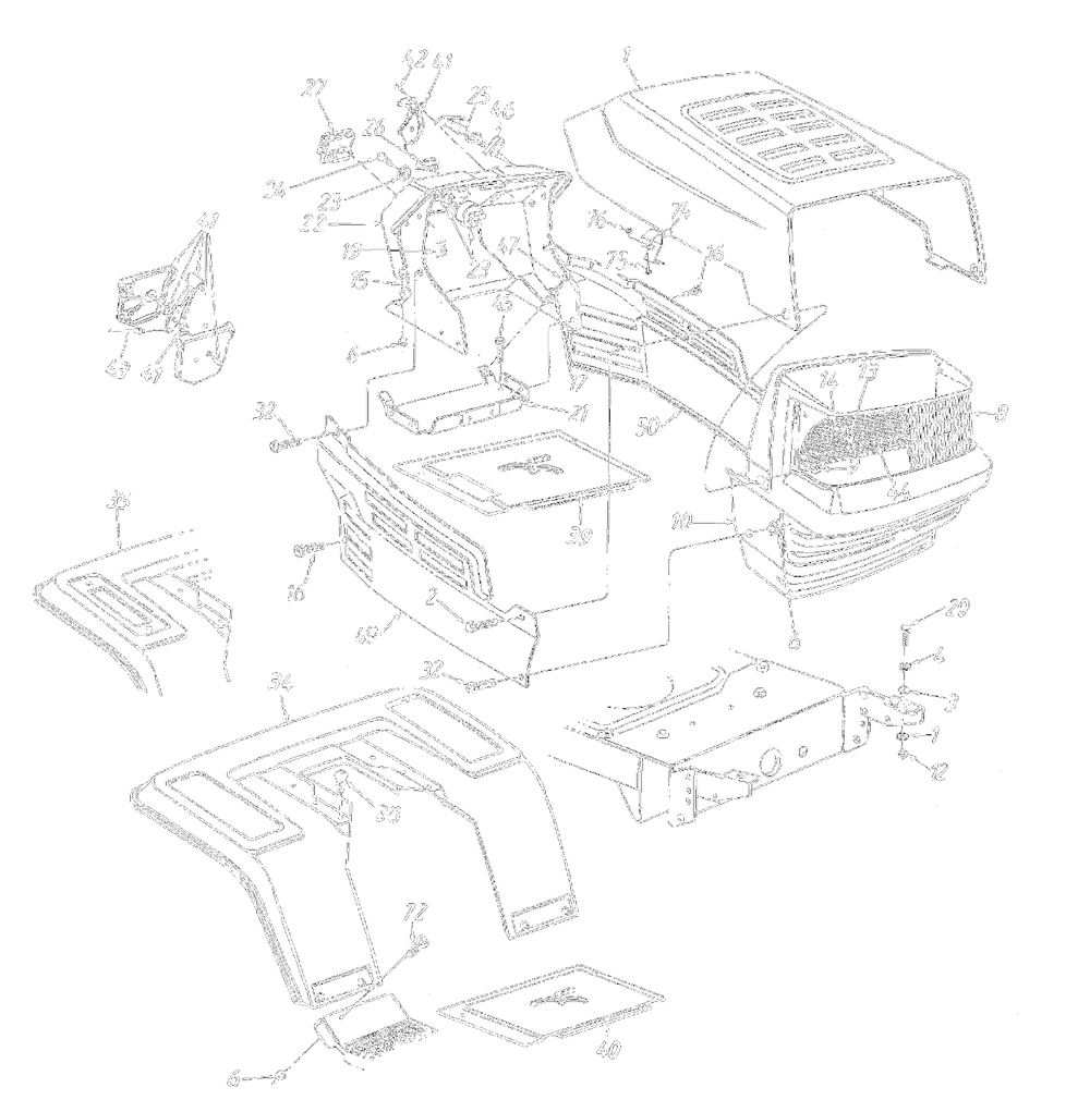 Hood Style 5-Inch Diagram and Parts List for 2000 Yard Machines Lawn Tractor